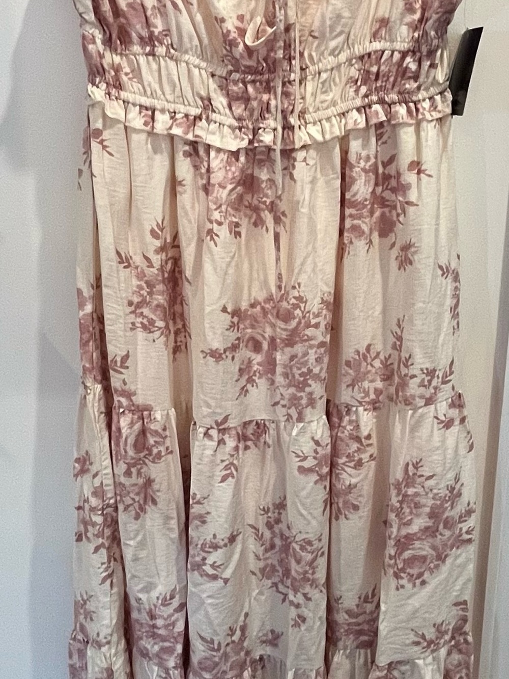 Floral Tiered Maxi Dress in Blush and Cream